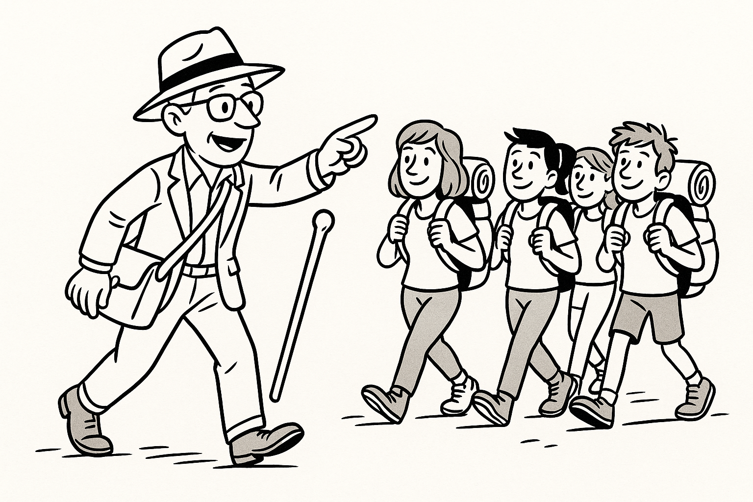 Professor with group of pilgrims